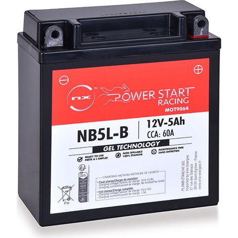 NX - Batterie moto Gel NB5L-B / YB5L-B / 12N5-3B 12V 5Ah