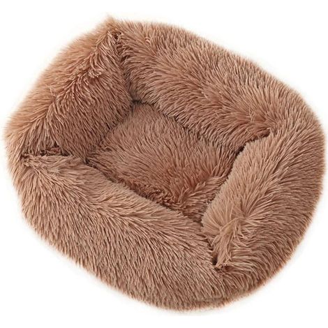 Flauschiges Hundebett Donut Katzenbett warm waschbar Anti-Rutsch M Hellbraun