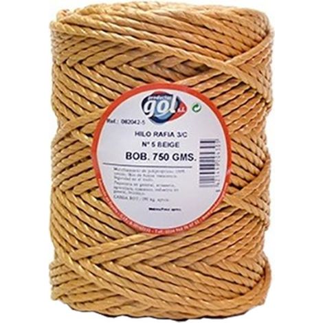 Bobina da 750gr di filo di rafia beige a 3 capi n. 4 rif 142754