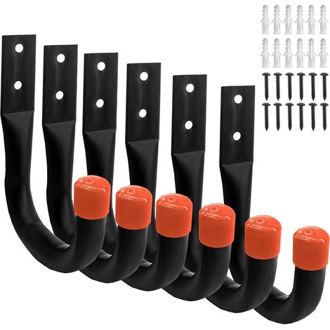Crochet Mural Garage - Acier Carbone Renforcé 12 mm - Pour Outils Vélos Échelles - Lot de 12 Pièces (1/5)