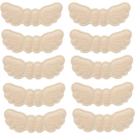 Lot de 5 paires de talonnettes auto-adhésives non glissantes anti-usure en forme d'aile, teinte chair, version fine (3 mm d'épaisseur), accessoires de soin des pieds