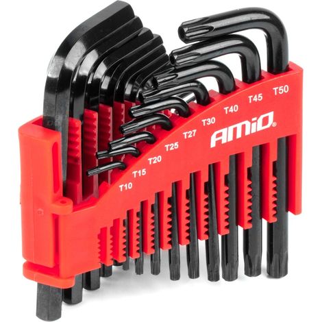 Juego de llaves Allen HEX Torx CRV negras de 22 piezas amio-04297 (1/5)