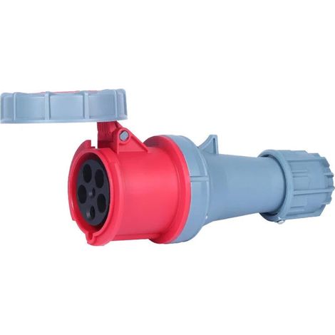 Coupleur CEE 125 A, fiche 5 broches étanche IP67, fiche étanche à 5 broches 125 A, prise industrielle, prise aéronautique industrielle 5 pôles, rouge, 3P+N+E, 5P (1/5)