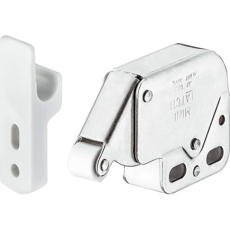Mini-loquet « Push-to-Open » avec gâche — Verrou à ressort automatique à ouverture par simple pression pour armoires, commodes, placards et portes de buanderie