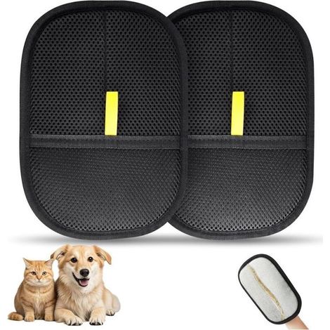 2 Pièces Gant Poil Chat, Double Face Brosse Poils Animaux, Réutilisable Brosse Anti Poils Animaux Pour Lavage Démêlage Et Toilettage (1/4)