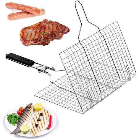 Korb Grillrost, Fischkorb zum Grillen, Mit Griff, Edelstahl, Tragbarkeit (1/5)