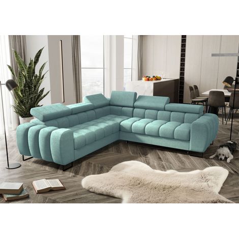 Ecksofa Schlafsofa BASTIEN in Stoff Moly Sky Seite Universal