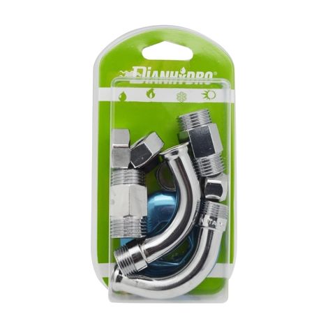 2 PZ CURVETTE SOTTOLAVABO A 90  ° COMPLETA BLISTER- pz. 2 - 1/2 x 3/8 Diam. 10- FAIDF- pezzi 1