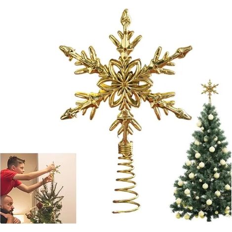 POINTE DE SAPIN de Noël doré, Tournesol, étoile à Huit Pointes, Flocon de Neige, décoration de Noël dorée pour hôtels, Restaurants (1/5)