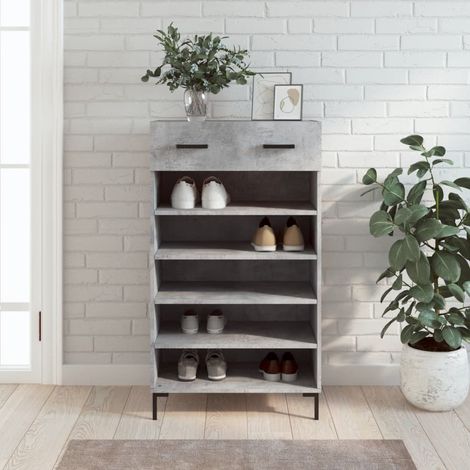Meuble à Chaussures Armoire à Chaussures Meuble d'entrée gris béton 60x35x105 cm bois d'ingénierie 40472 (1/5)