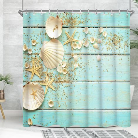 Rideau de douche 240 x 180 cm, anti-moisissure, ourlet lesté, imperméable, lavable, tissu polyester, 16 cm, avec œillets et anneaux de rideau de douche, pour salle de bain, baignoire (1/5)