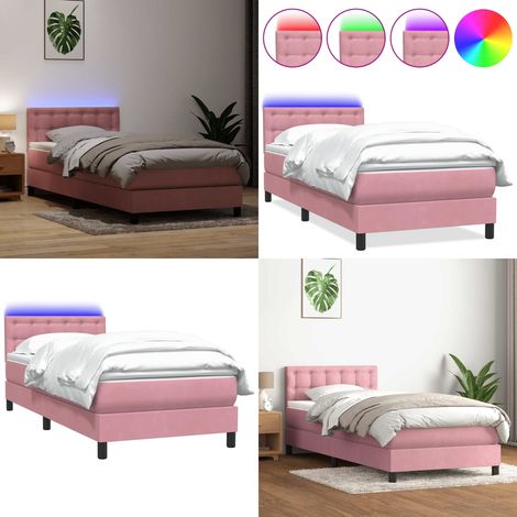 vidaXL Boxspringbett mit Matratze Rosa 80x220 cm Samt (1/5)