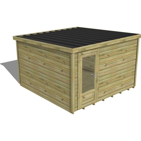 ABRI DE JARDIN bois traité 27mm, Essentiel, 3,4x3,4m, 12m2, Plancher (1/3)