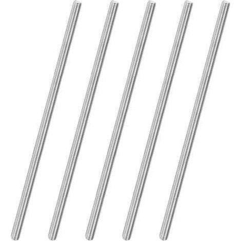 Tiges filetées complètes en acier inoxydable 304 – M10 × 300 mm, lot de 5 pièces, droites, pour fixations murales et meubles (1/5)