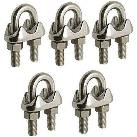 10 Pcs Serre câble à étrier en InoXA4 pour câble acier/inox de (6mm)-Serre-câble (1/4)