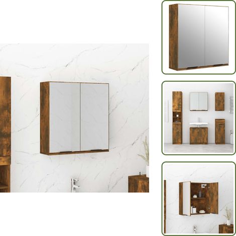 Armadietto in legno multistrato - vidaXL Armadietto a Specchio da Bagno Rovere Fumo 64x20x67 cm - Armadietto in acrilico