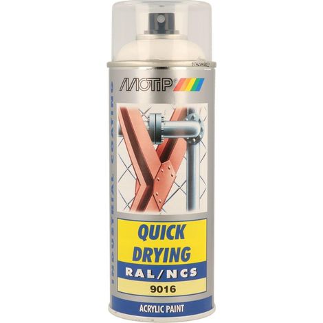 PEINTURE SECHAGE RAPIDE RAL ACRYL RAL9016 BRILLANT AEROSOL 400ML MOTIP (1/2)