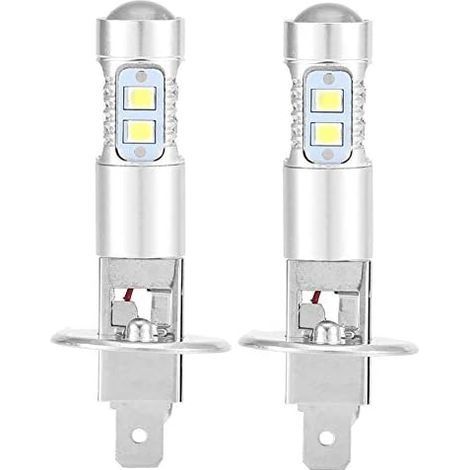 Ampoules de phare, 2x H1 6000K super blanc 100W Kit d'ampoules de phare à LED Feux de croisement,6524mm (1/5)