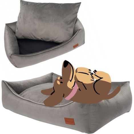 Divano letto per cani Spitz-Spaniel 90x70x20 cm Ukory comodo GRIGIO (1/5)