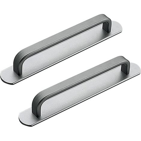 Dos tiradores autoadhesivos para armarios，fabricados en aleación de aluminio，armarios de cocina y cajones (212 mm，gris) (1/4)