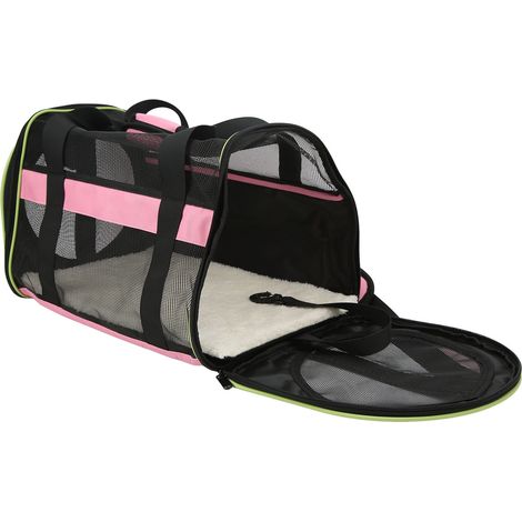 Faltbare Reisetasche aus 600D Nylon für Katzen und Hunde, mit verstellbarem Schultergurt, hellrosa. (1/4)