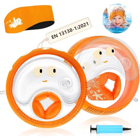 Brassard Enfant avec Bandeau de Natation, Brassard Piscine Enfant 1-6 Ans 3 Chambres à Air Indépendantes, Conception Transparente, Brassards Gonflables pour Piscine, Plage, Entraînement (1/5)