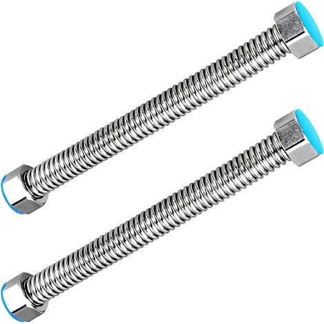2 Pièces G1/2" x G1/2" Tuyau de Vidange Ondulé en Acier Inoxydable, pour Chauffe-eau Connecteur Plomberie Salle de Bain Tuyau Tube D'eau Chaude, 10CM (1/5)