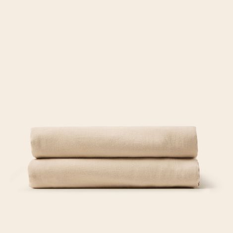 Drap plat en Satin de coton lavé uni à nouettes SATHEENE