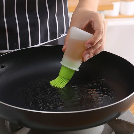 Silikonbürste für Ölflaschen mit Verschluss, abgestufte Grillbürste, Saucenpinsel, Butterpinsel, grüne Bürste für Küchenutensilien (1/4)