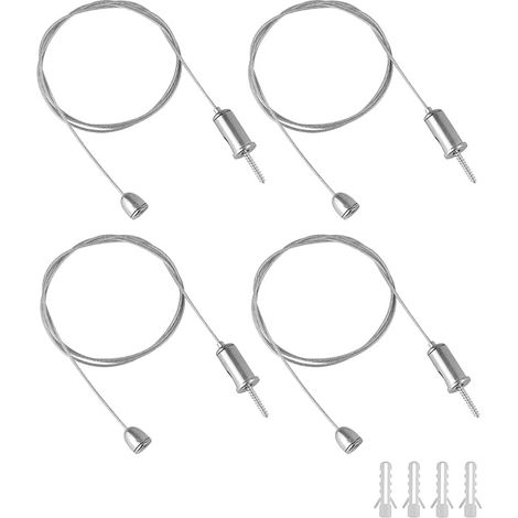 4 Pieces Stainless Steel Light Suspension Cable Hanging Cable Installation Kit, Suitable for LED Panel Ceiling Light Accessories - 1M (1/5)