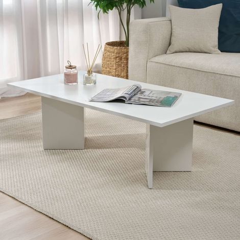 Mesa de Centro Turate, Forma Rectangular, Encimera de Madera Nobilitada, Color Blanco, 119x60x40h cm Blanco (1/5)