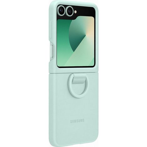 Custodia in silicone color menta per Samsung EF-PF741TMEGWW Z Flip6 F741 con anello (1/5)