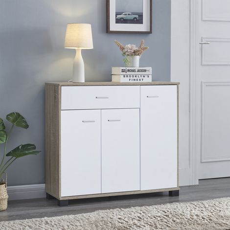 Sideboard Bobeck 72x80x28 cm Eiche/Weiß [en.casa] (1/5)