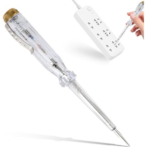Destornillador comprobador de voltaje transparente, detector de fase eléctrica de 100-500 V con mango ergonómico, punta plana de 70 mm, herramienta de seguridad para electricistas (1 pieza, 14 cm) (1/5)