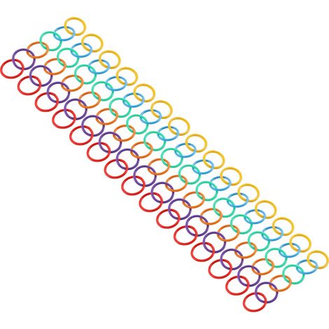 90 Stück Kunststoff-Binderringe, 6 Farben, 27 mm, zum Abheften und Organisieren, offene mehrfarbige Ringe, Schreibwarenzubehör. (1/5)