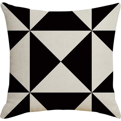 Housse De Coussin - Imprimé Noir Et Blanc - Résistante À L'Eau - Pour Coussin Hugging - 45 X 45 Cm - 1 Pièce (1/4)