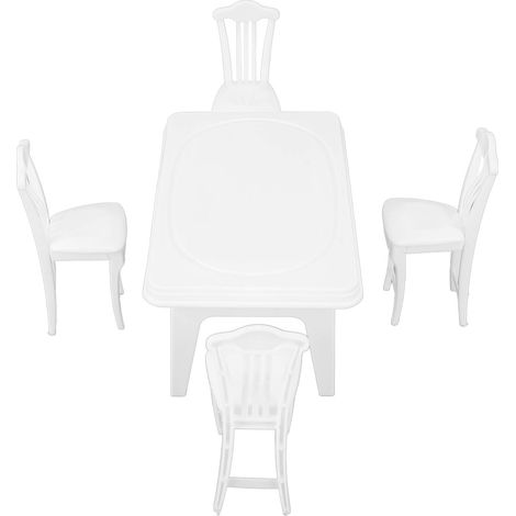 Ensemble table et chaises pour maison de poupée, réplique innovante à l'échelle 1:16, table et chaises miniatures pour la décoration de maison de poupée, type 1. (1/5)