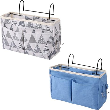 Lot de deux pochettes de lit suspendues pour magazines et jouets rangement pour téléphone et accessoires de chambre
