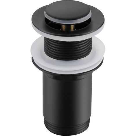 Robinet de lavabo Balneo, Click-Clack E noir sans trop-plein, diamètre laiton G1 1/4. Avec joint de guidage, fabrication de haute qualité, 100 % acier inoxydable, avec joint en silicone. (1/5)