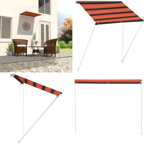 Auvent rétractable 150x150 cm Orange et marron - Auvent extérieur - Auvent pour fenêtre (1/5)