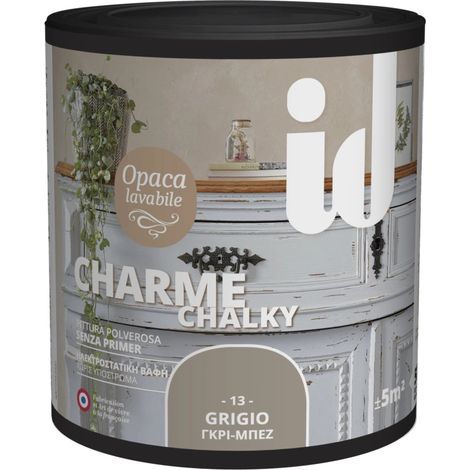 ID VERNICE OPACA E LAVABILE SENZA PRIMERCHARME COLORE GRIGIO - 0.5 LT (1/2)