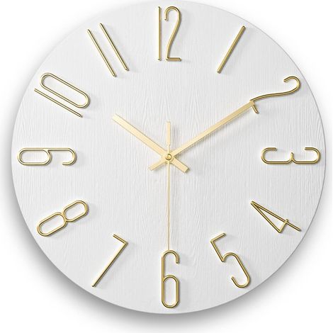 Horloge murale silencieuse de précision au design moderne, sans tic-tac, 30 cm (blanche) (1/5)