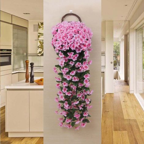 Fleurs Suspendues Roses Artificielles Guirlande Murale de Mariage Déco Fenêtre Balcon Fête Décoration Jardin Extérieur 2pcs (1/5)