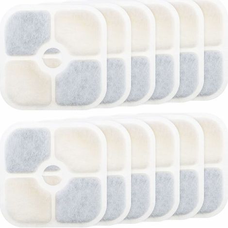 12pcs Filtres de Fontaine pour Animaux de Compagnie Remplacement Compatible avec Catit PIXI 43717 Fontaine à Eau pour Chat Filtres de Distributeur d'eau Accessoires, 8.4x8.4cm (1/5)