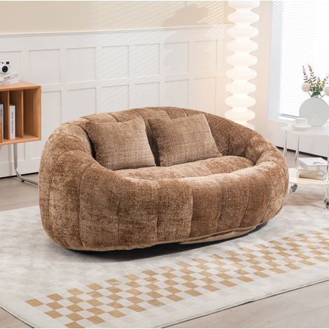 Poltrona lounge 145x95x63 cm caffè in ciniglia, senza montaggio, schiuma ad alta densità MEUBLIV (1/5)