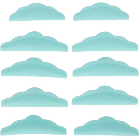Lot de 5 coussinets de perma cils en silicone souple vert, réutilisables, adaptés aux yeux individuels, pour salon de beauté. (1/5)