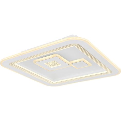 Plafonnier semi-encastré carré à LED intégré, blanc, 2 LED à intensité variable, 2 700-6 500 K, télécommande