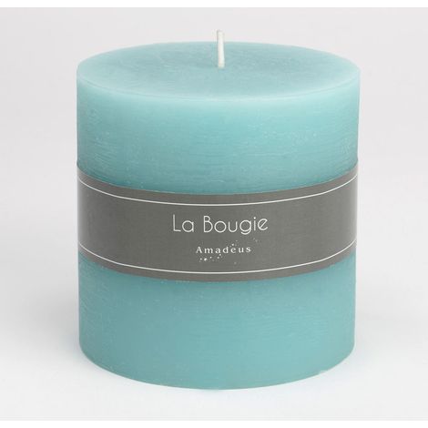 Amadeus - Bougie gros cylindre 10 X 10 cm bleu azur (lot de 6)