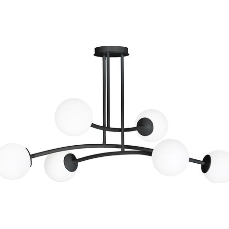 Emibig lampadario HALDOR nero/bianco 6xE14 metallo vetro (1/5)