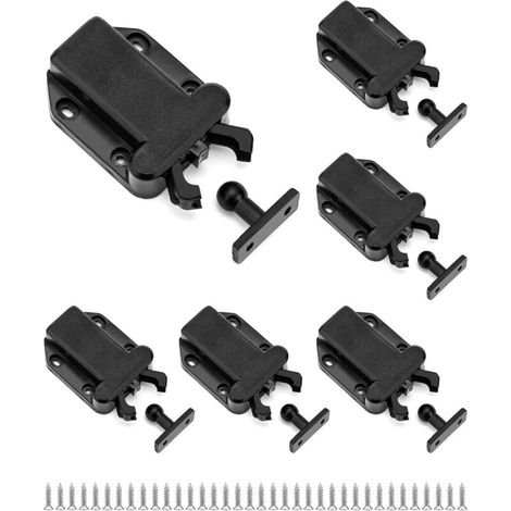 Sollbry Lot de 6 loquets à libération tactile, loquets à poussoir avec fonction de verrouillage automatique de placard, poussoir pour ouvrir le cadenas (1/5)